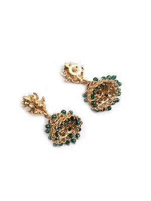Gracious gold plated ganapati green hydra beads necklace set 5