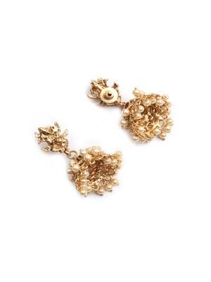 Gracious gold plated ganapati white hydra beads necklace set 5
