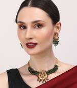 Exquisite green hydra beads laxmi temple necklace set