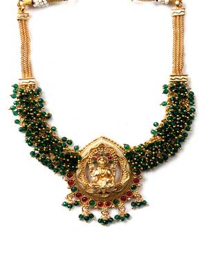 Exquisite green hydra beads laxmi temple necklace set 4