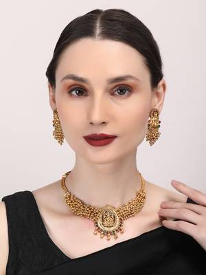 Exquisite white hydra beads laxmi temple necklace set 1