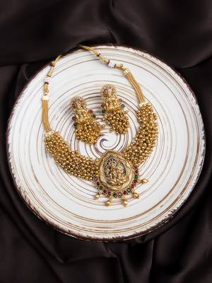 Exquisite white hydra beads laxmi temple necklace set 2