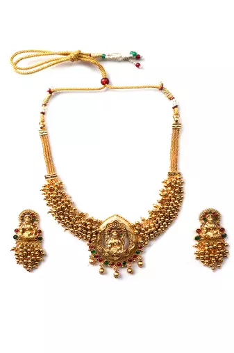 Exquisite white hydra beads laxmi temple necklace set