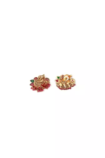 Luxurious temple radha krishna red hydra necklace set