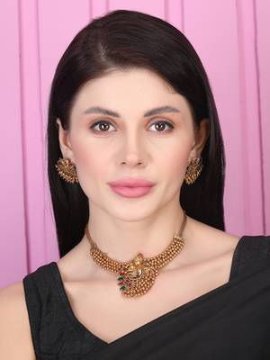Luxurious temple radha krishna gold hydra necklace set 1