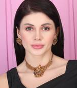 Luxurious temple radha krishna gold hydra necklace set