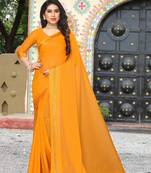 Orange Siroski Stone Tassel Pallu Work Satin Saree