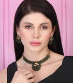 Gold plated green hydra necklace set