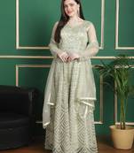 Stylee lifestyle pista green net embroidered gown style