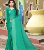 Sea Green Siroski Stone Tassel Pallu Satin Saree