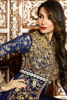 Blue Georgette Embroidered Traditional Anarkali Suit with Dupatta 4