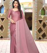 Purple Siroski Stone Tassel Pallu Work Satin Saree