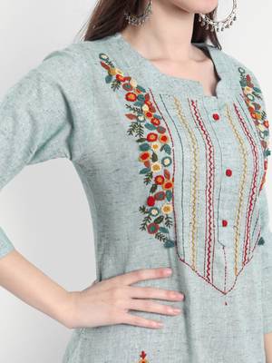 SEA GREEN Embroiered Kurti 3