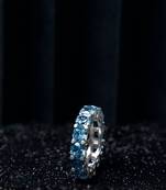 Brilliant cut aqua blue band ring