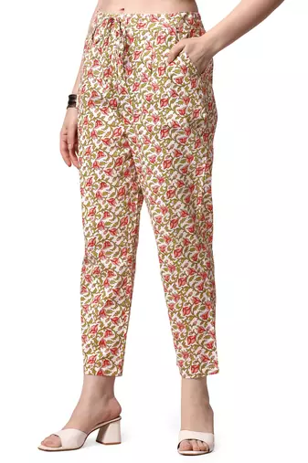 White Crimson Cotton Printed Kurta With Pant And Dupatta