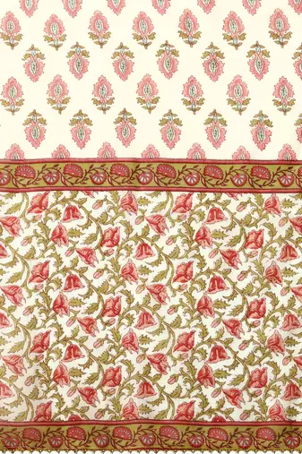 White Crimson Cotton Printed Kurta With Pant And Dupatta