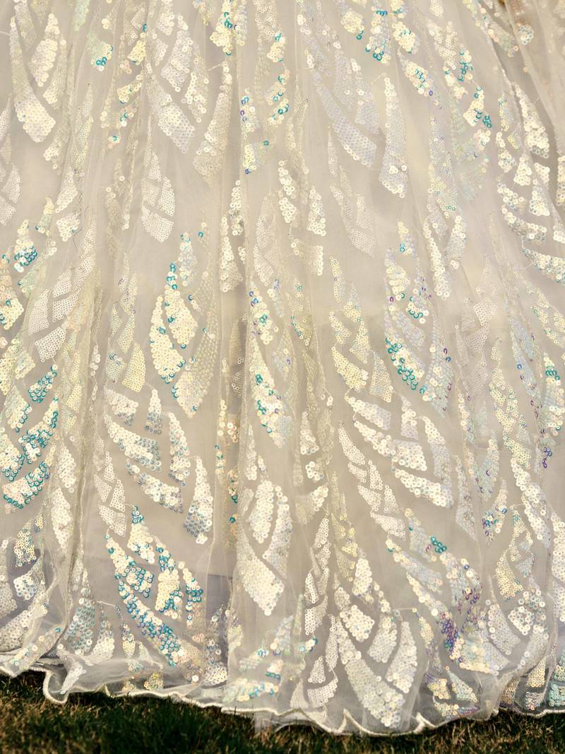 Fabulous Off-White Sequins Net Traditional Lehenga Choli With Dupatta