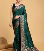Green Classical Looks Woven Designer Silk Partywear Saree