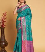 Weaving Jacquard Meenakari Blue Patola Silk Ethnic Festive Saree