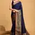 Navy Blue Double Zari Woven Ethnic Soft Silk Blend Saree For Party Looks