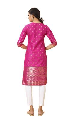 Purple color cotton blend ethnic kurti with designer foil print 2