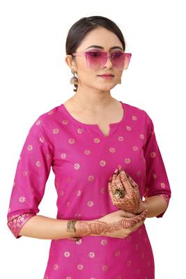 Purple color cotton blend ethnic kurti with designer foil print 3