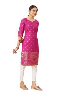 Purple color cotton blend ethnic kurti with designer foil print 4