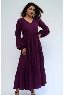 Purple colour classy silk long kurti for smart festive looks 1