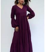 Purple colour classy silk long kurti for smart festive looks