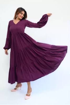 Purple colour classy silk long kurti for smart festive looks 3