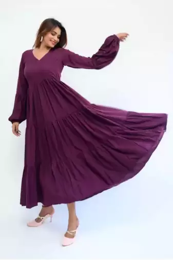 Purple colour classy silk long kurti for smart festive looks