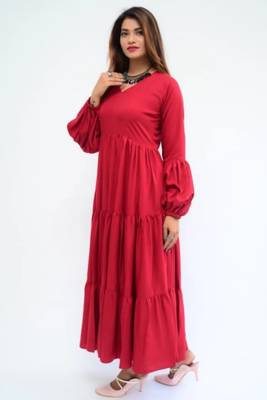 Maroon colour classy silk long kurti for smart festive looks 1