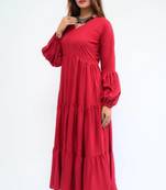 Maroon colour classy silk long kurti for smart festive looks