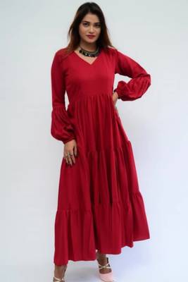 Maroon colour classy silk long kurti for smart festive looks 4