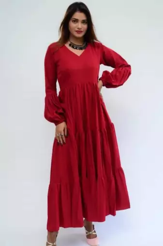 Maroon colour classy silk long kurti for smart festive looks