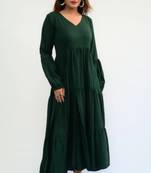 Green colour classy silk long kurti for smart festive looks