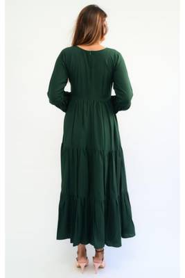 Green colour classy silk long kurti for smart festive looks 2
