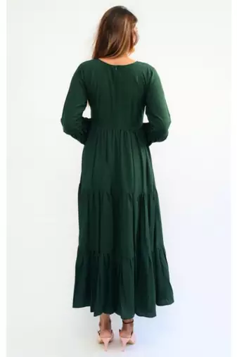 Green colour classy silk long kurti for smart festive looks