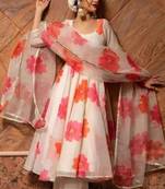 Beautiful cream colour girlish kurti with dupatta for trendy festive looks