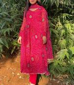 Beautiful pink colour girlish kurti with dupatta for trendy festive looks