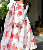 Beautiful white colour girlish kurti with dupatta for trendy festive looks