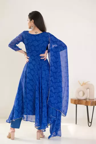 Beautiful blue colour girlish kurti with dupatta for trendy festive looks