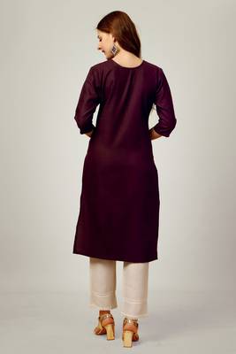 Dark purple colour ethnic sober embroiderd festive wear kurti with bottom 2