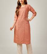 Gajri colour ethnic sober embroiderd festive wear kurti with bottom
