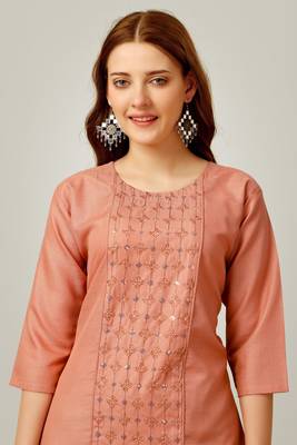 Gajri colour ethnic sober embroiderd festive wear kurti with bottom 3