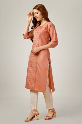 Gajri colour ethnic sober embroiderd festive wear kurti with bottom 4
