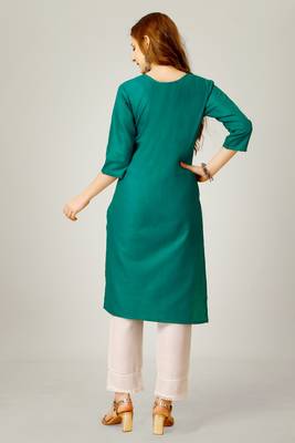 Sea green colour ethnic sober embroiderd festive wear kurti with bottom 2