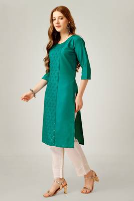 Sea green colour ethnic sober embroiderd festive wear kurti with bottom 4