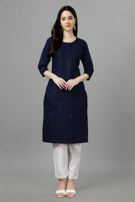 Ethnic navy blue colour cotton kurti 1