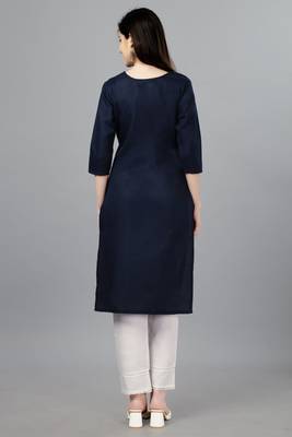 Ethnic navy blue colour cotton kurti 2